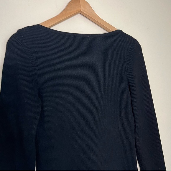 CLAUDIE PIERLOT BLACK RIBBED BOW SHOULDER JUMPER SIZE 2 - Picture 8 of 9